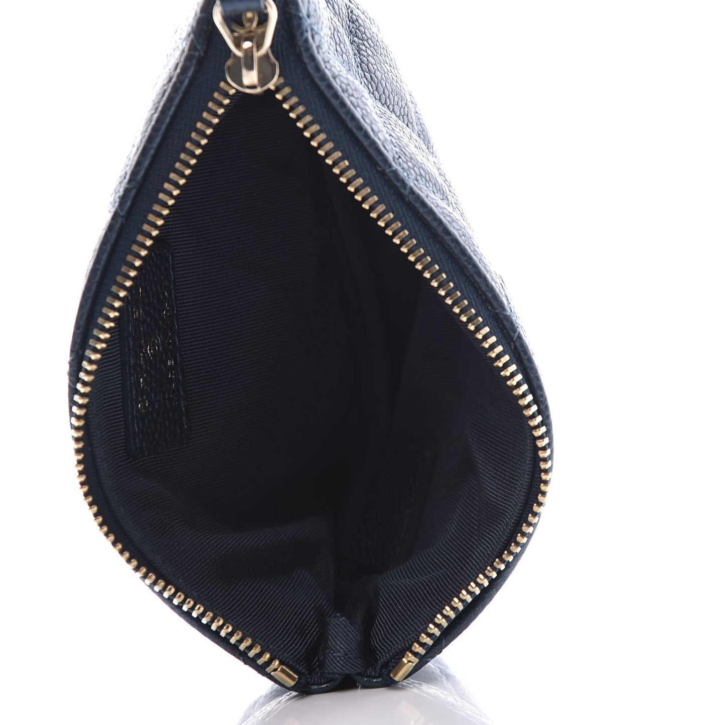 Metallic Caviar Quilted Small Cosmetic Case Dark Blue