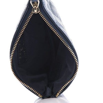 Chanel Metallic Caviar Quilted Small Cosmetic Case Dark Blue 5 of 8