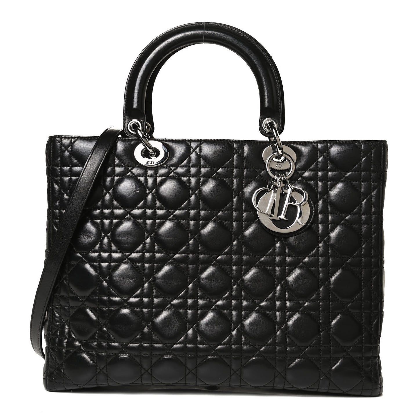Lambskin Cannage Large Lady Dior Black