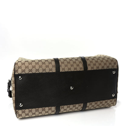 Gucci Monogram Dollar Calfskin Large Boston Duffle Bag Beige Ebony Testa di Moro Marrone Scuro 3 of 9