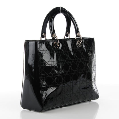 Christian Dior Patent Cannage Large Lady Dior Black 3 of 7