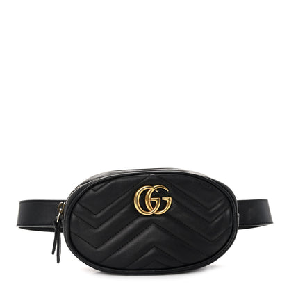 Gucci Calfskin Matelasse GG Marmont Belt Bag 75 30 Black 1 of 10