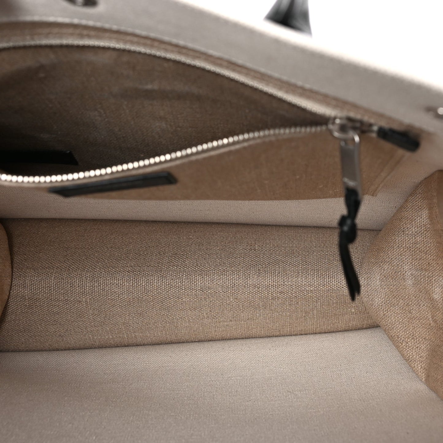 Linen Calfskin Rive Gauche North South Tote Optic White