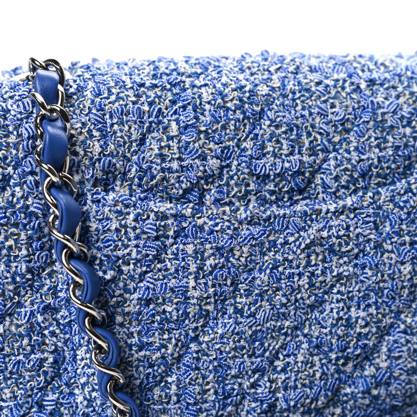 Tweed Quilted Mini Rectangular Flap Blue White