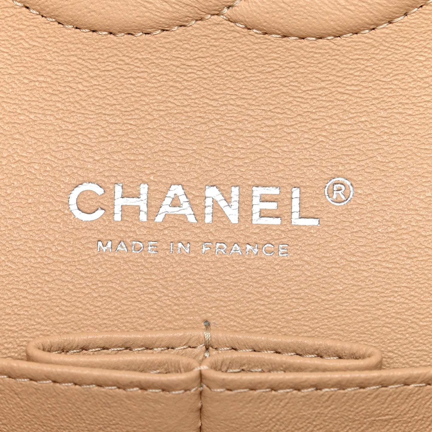 Caviar Quilted Medium Double Flap Beige
