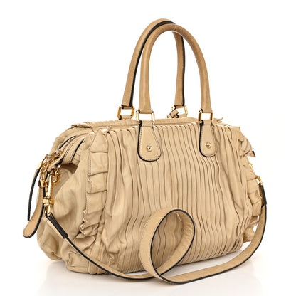 Dolce & Gabbana Calfskin Pleated Miss Gin Ruffle Bowler Tan 3 of 20