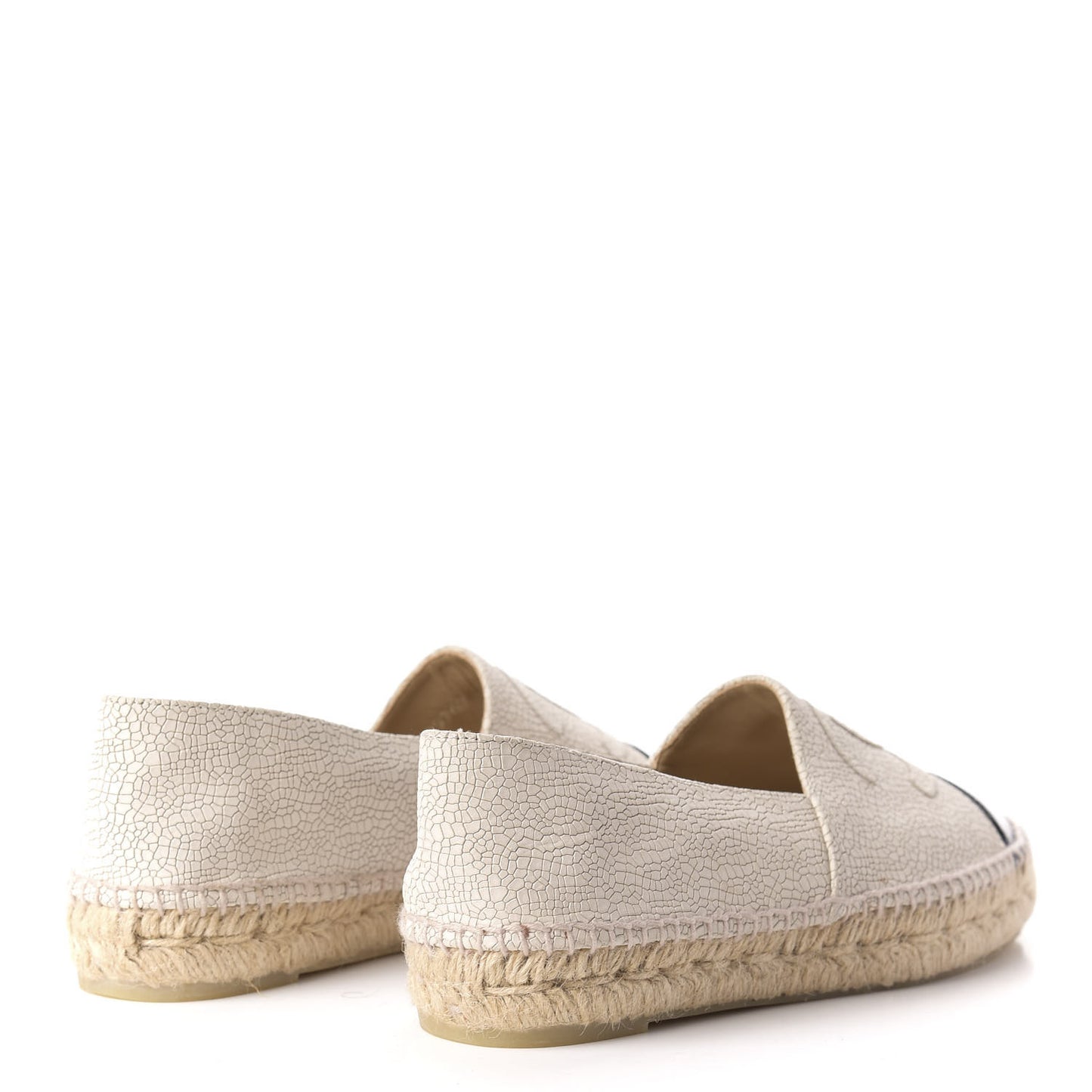 Crackled Calfskin Espadrilles 38 Beige Black