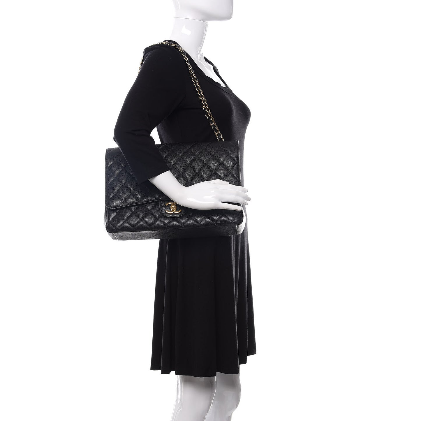 Caviar Quilted Maxi Double Flap Black