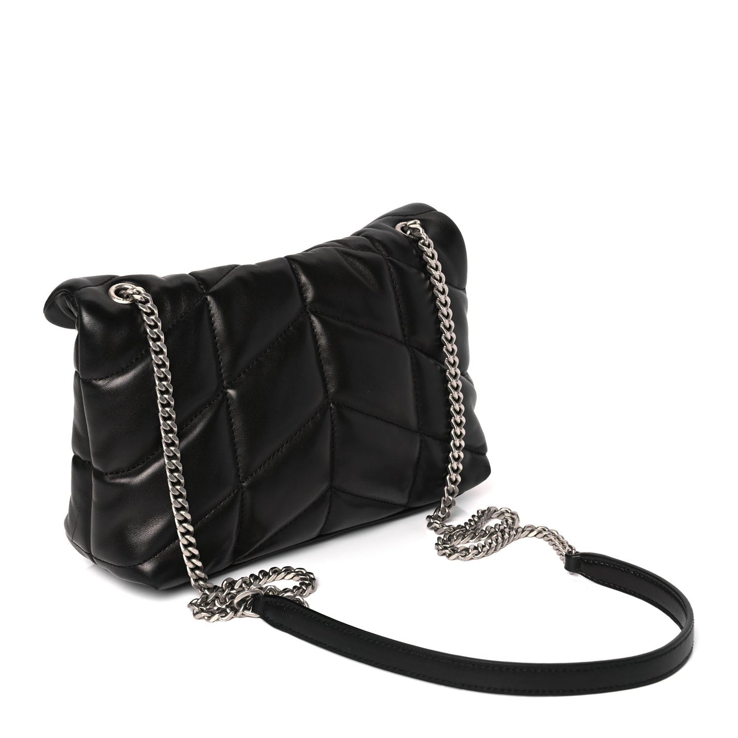 Lambskin Quilted Toy Loulou Puffer Monogram Chain Satchel Black