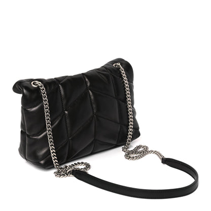 Saint Laurent Lambskin Quilted Toy Loulou Puffer Monogram Chain Satchel Black 2 of 10