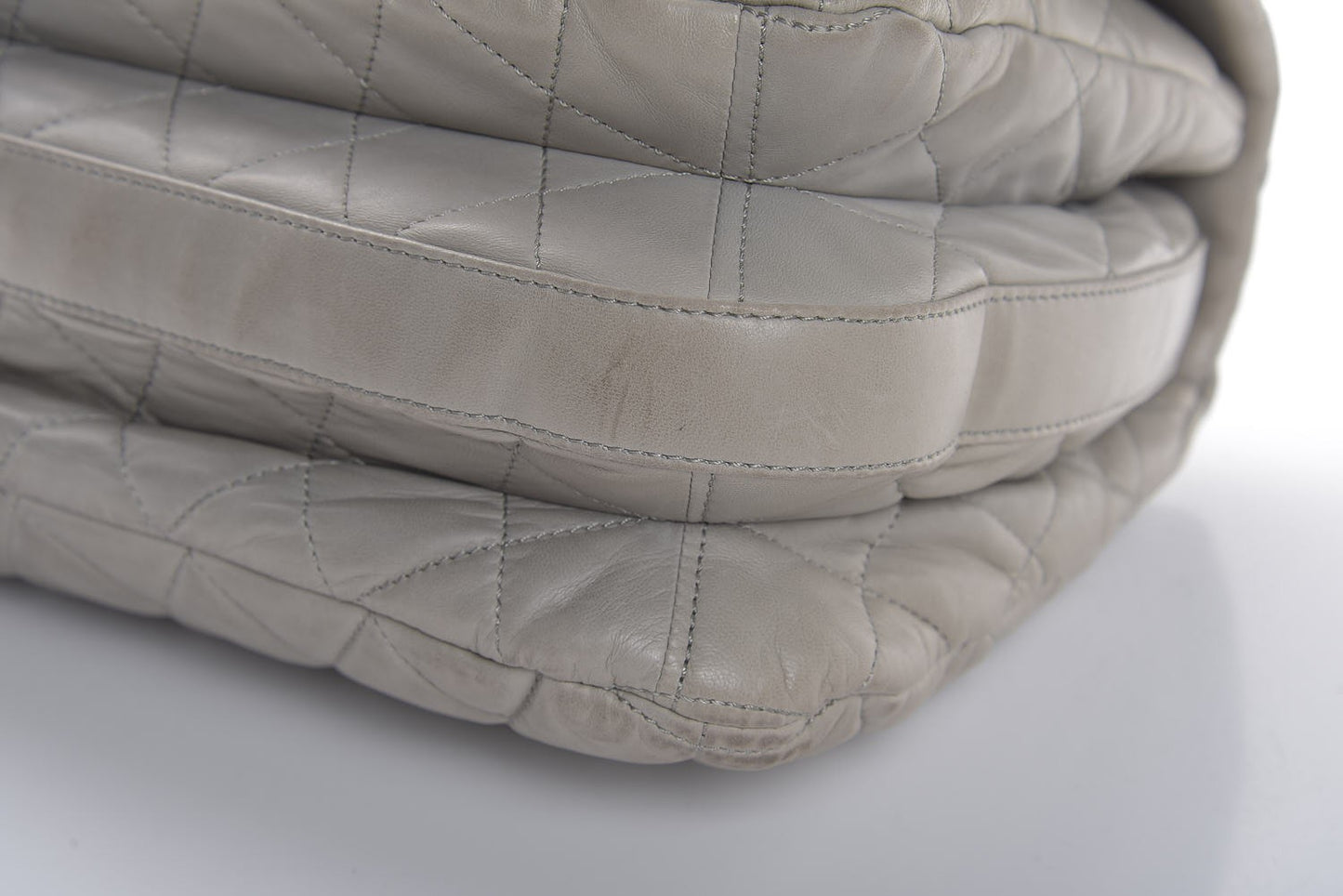 Lambskin Quilted Maxi 3 Flap Bag Grey