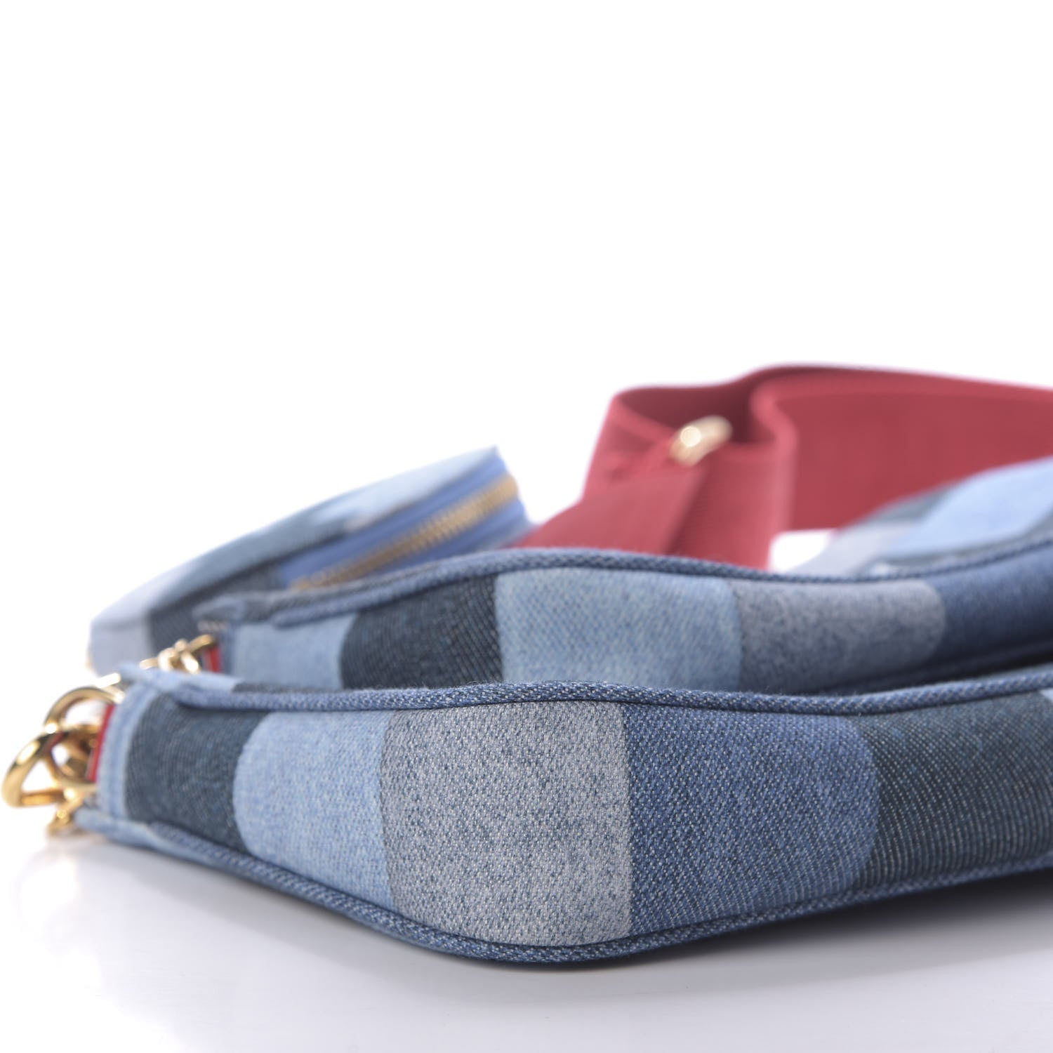 Louis Vuitton Denim Damier Monogram Patchwork Multi Pochette Accessories Blue Rouge 6 of 10