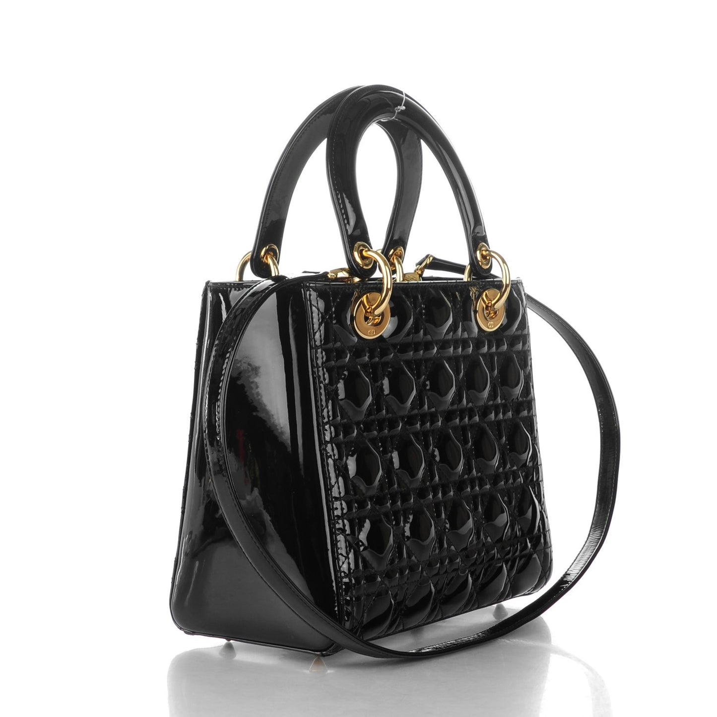 Patent Cannage Medium Lady Dior Black