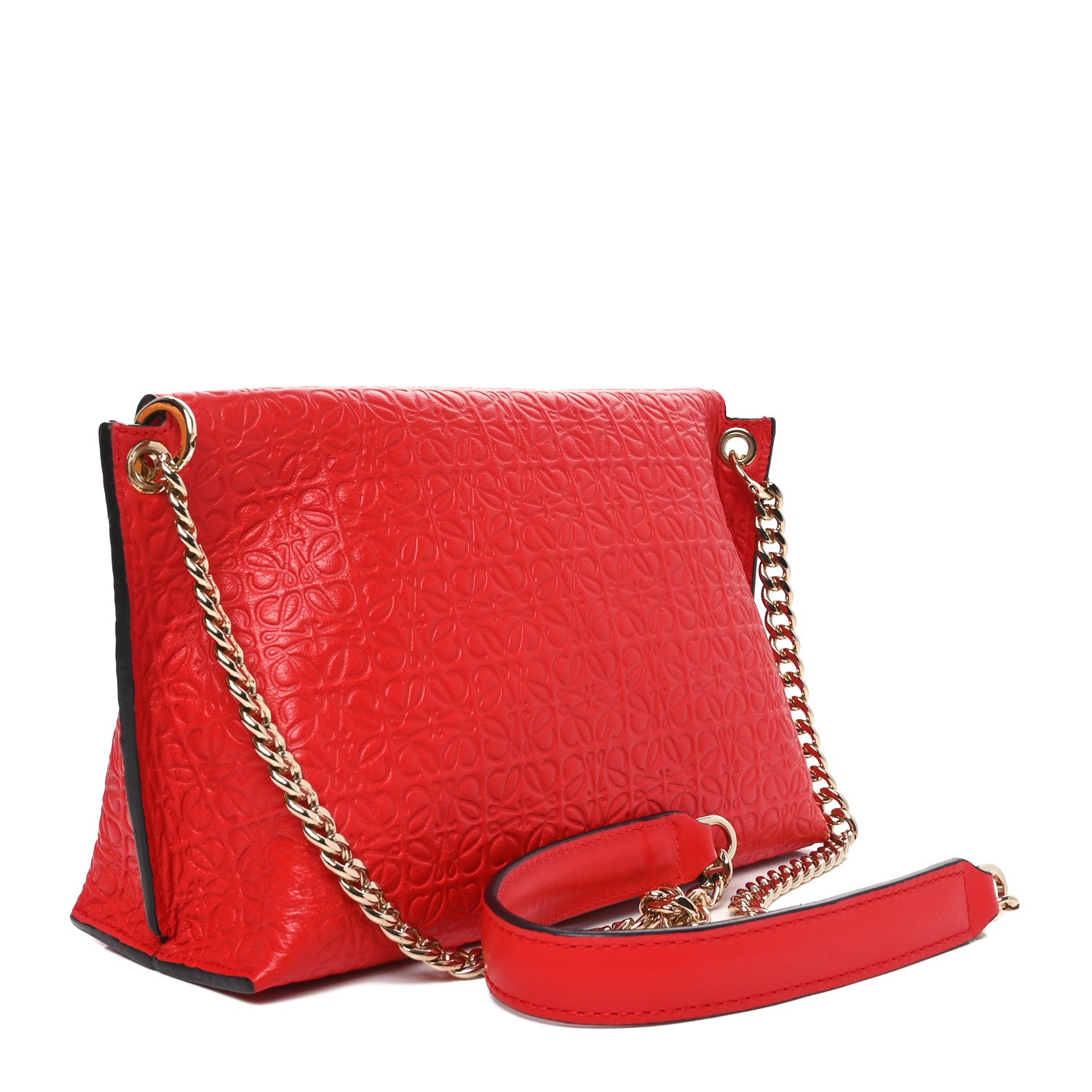 Loewe Goatskin Embossed Avenue Shoulder Bag Red 3 of 9