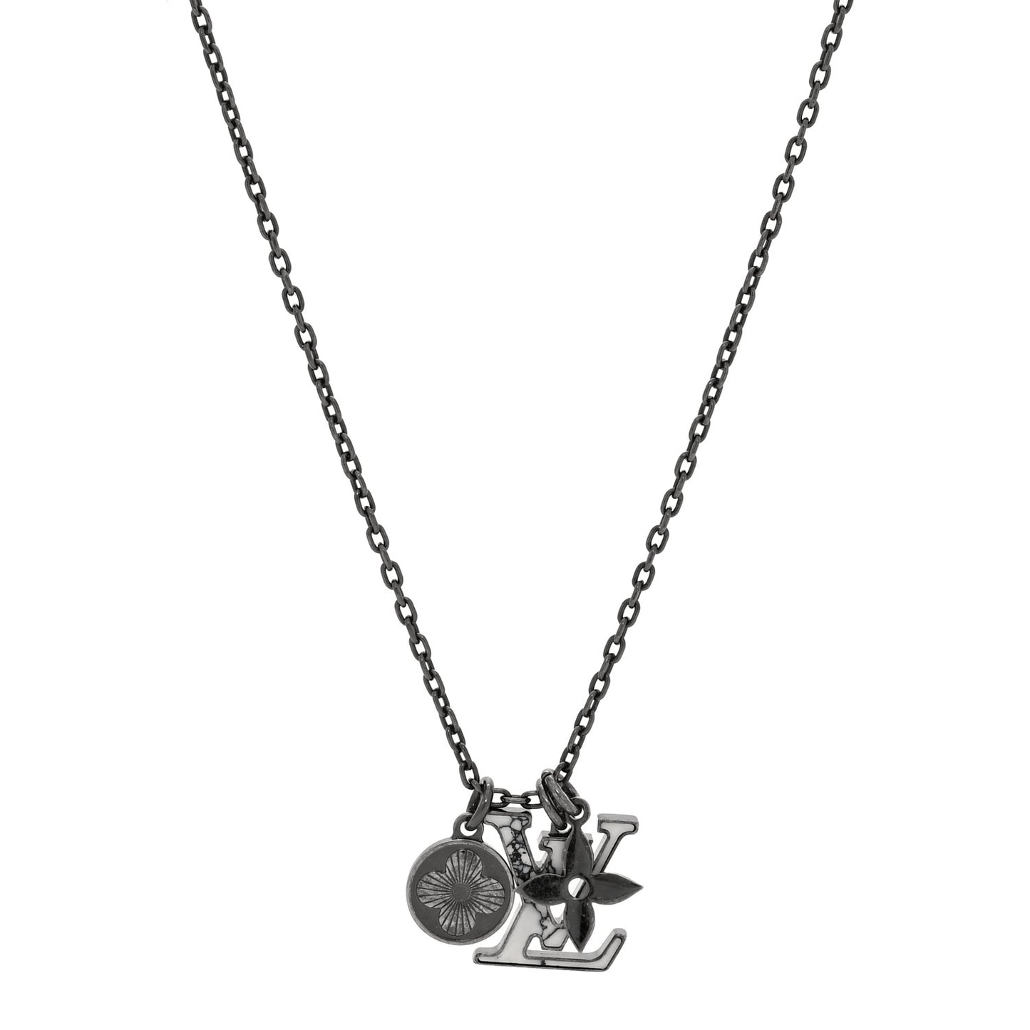 Metal Initiales Pendant Necklace Silver