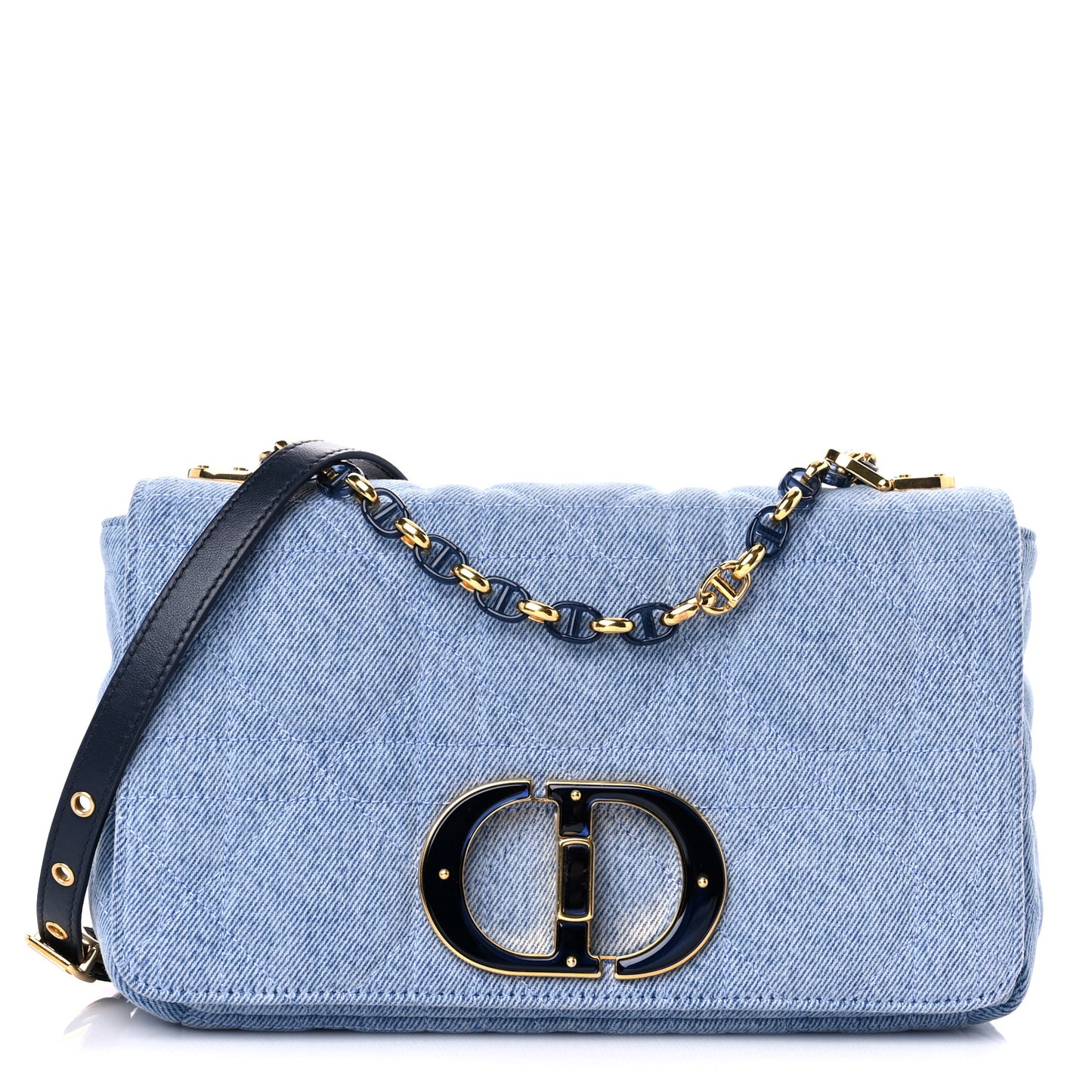 Denim Macrocannage Medium Caro Bag Blue