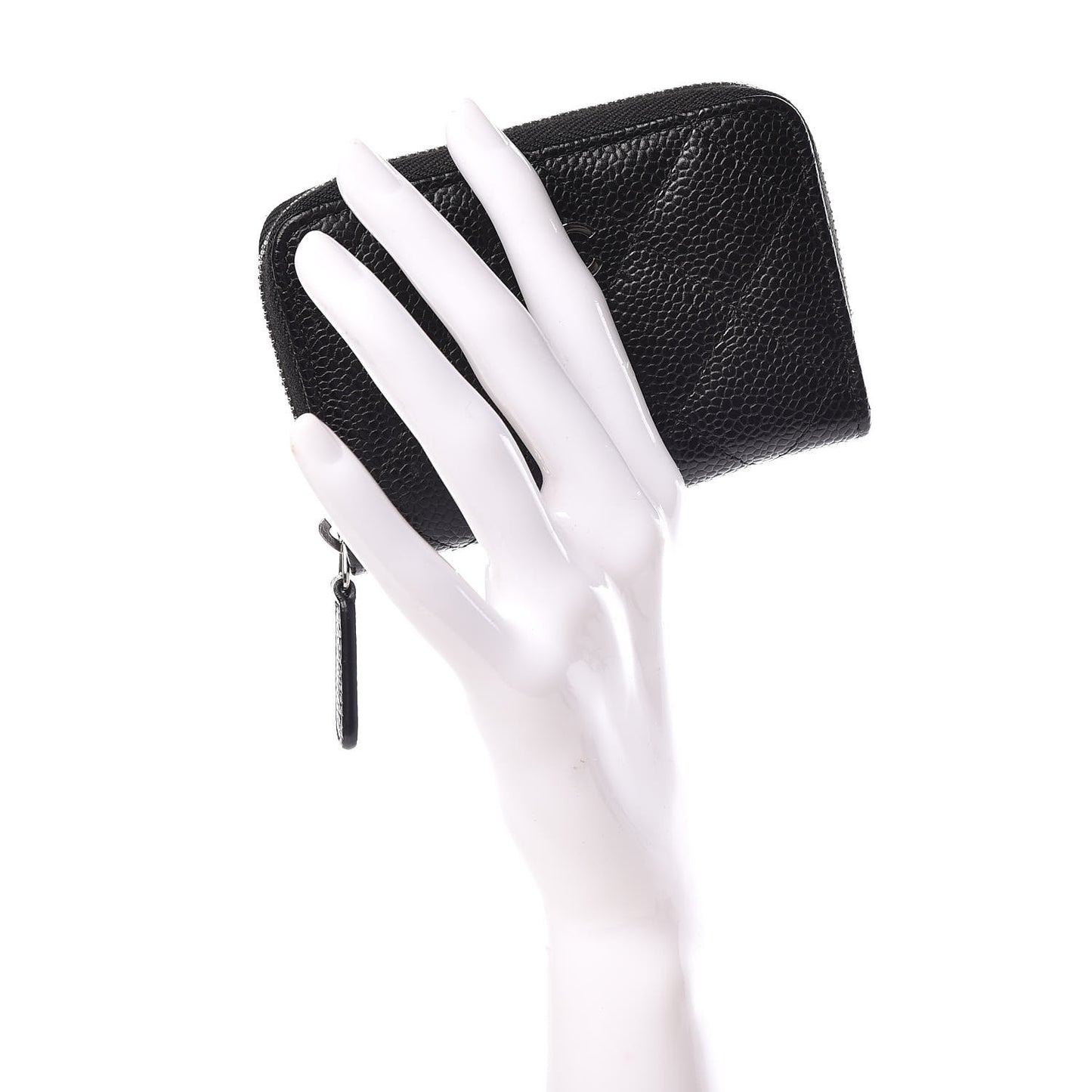 Caviar Quilted Zip Coin Purse Black