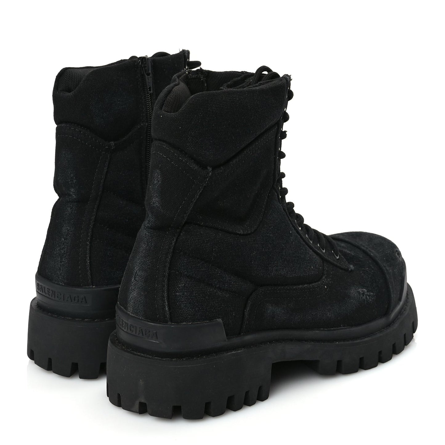 Canvas Distressed Mens 20mm Strike Lace Up Boots 46 Black