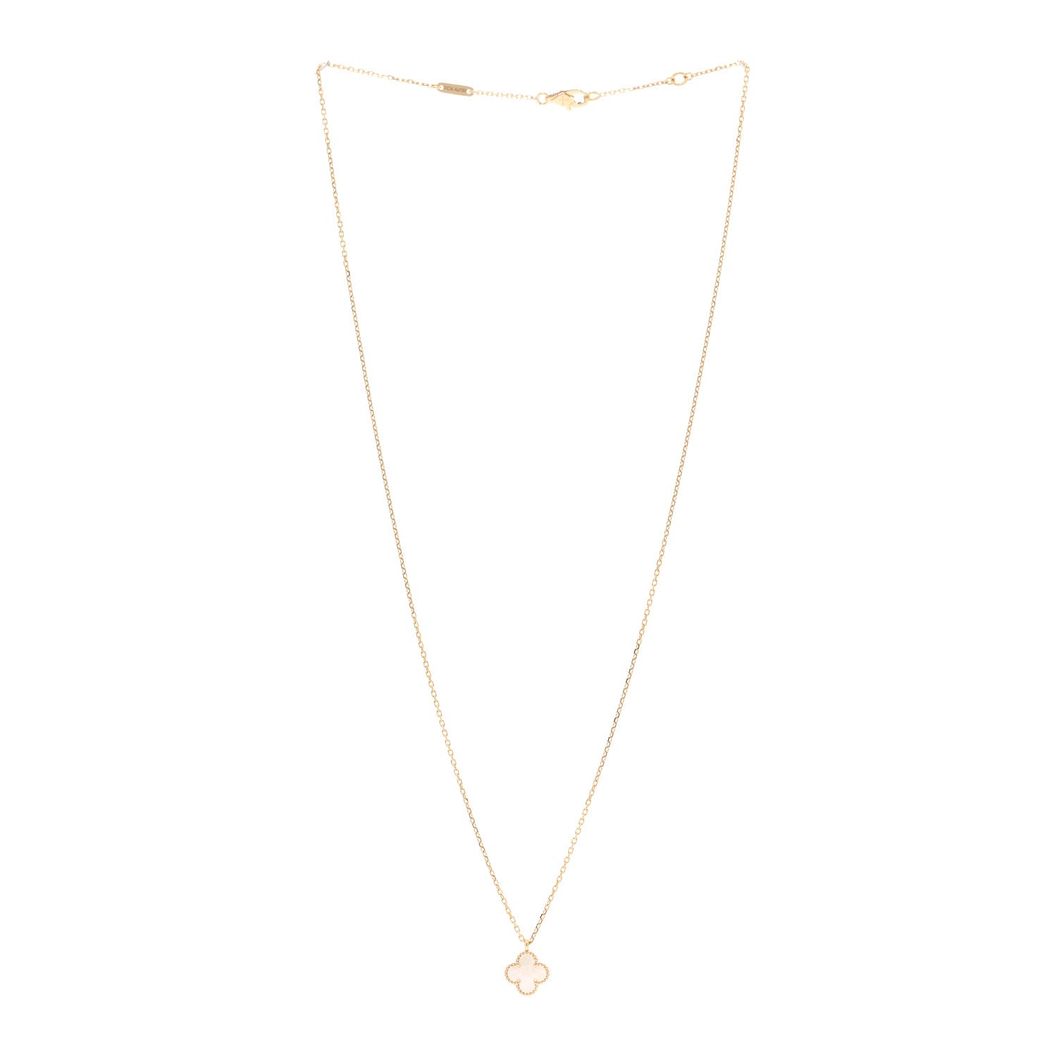 Van Cleef & Arpels 18K Yellow Gold Mother of Pearl Sweet Alhambra Pendant Necklace 3 of 5