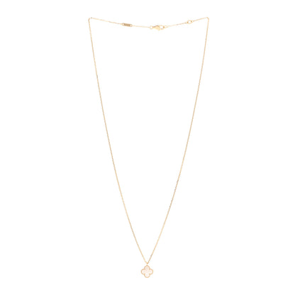 Van Cleef & Arpels 18K Yellow Gold Mother of Pearl Sweet Alhambra Pendant Necklace 3 of 5