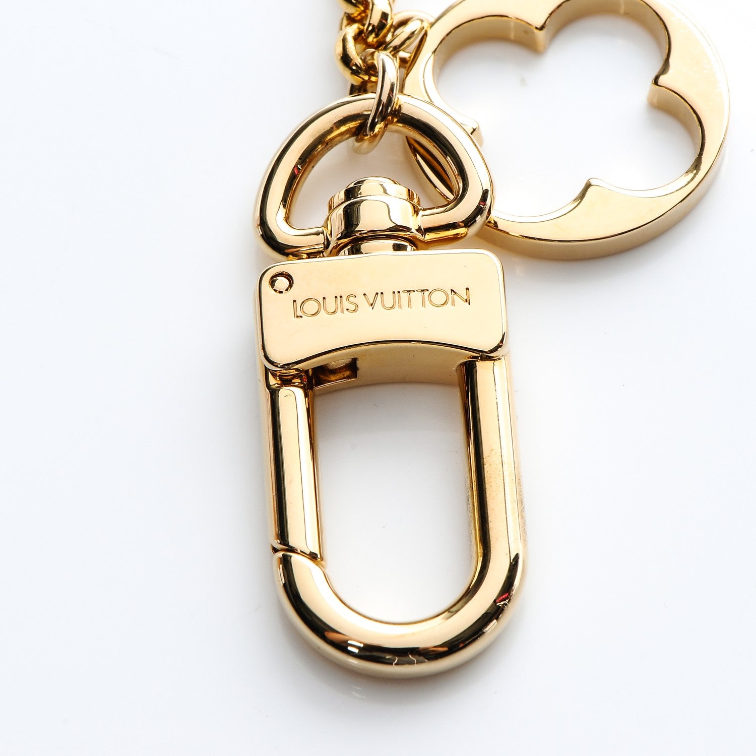 Louis Vuitton Brass Enamel Fleur De Monogram Bag Charm Chain Gold 3 of 4