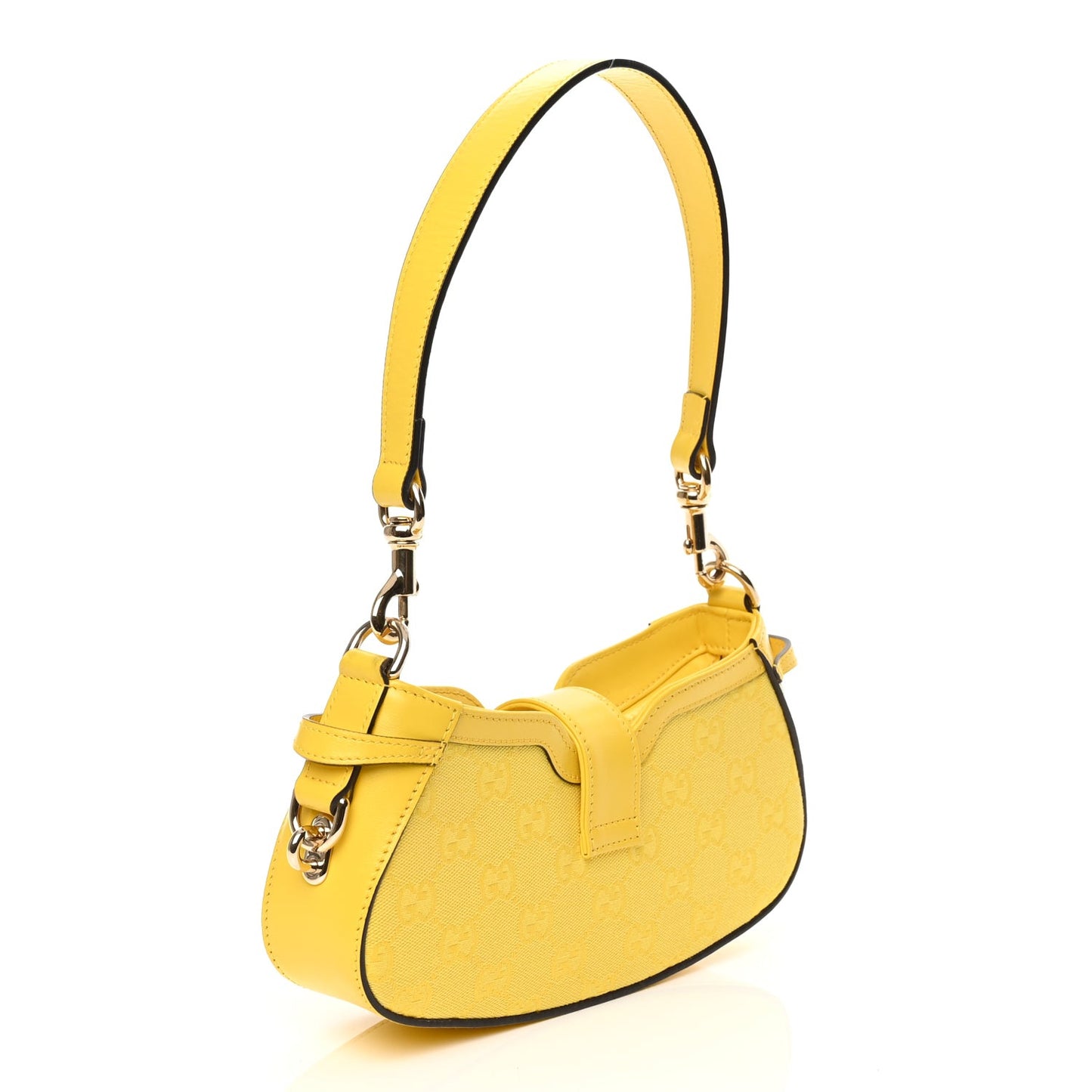 Calfskin Monogram Mini Moon Side Shoulder Bag Yellow