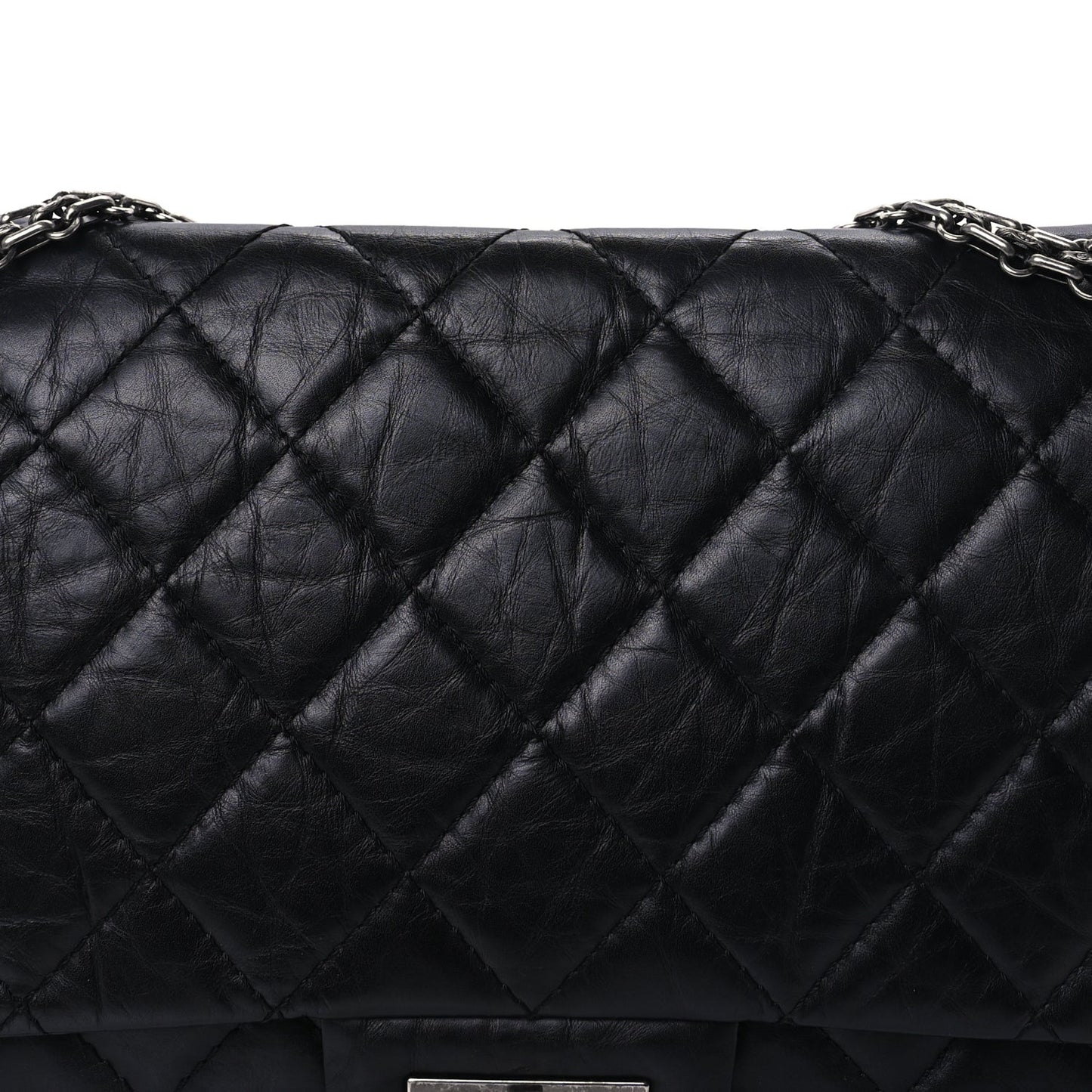 Aged Calfskin Quilted 2.55 Reissue 227 Flap  So Black