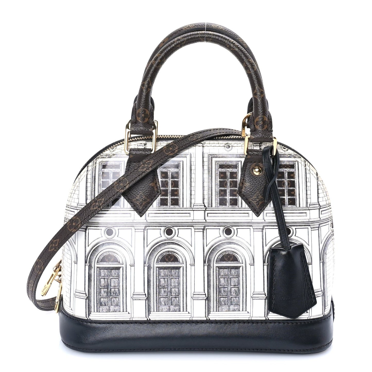 X FORNASETTI Calfskin Architettura Alma BB Black White