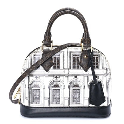 Louis Vuitton X FORNASETTI Calfskin Architettura Alma BB Black White 1 of 7