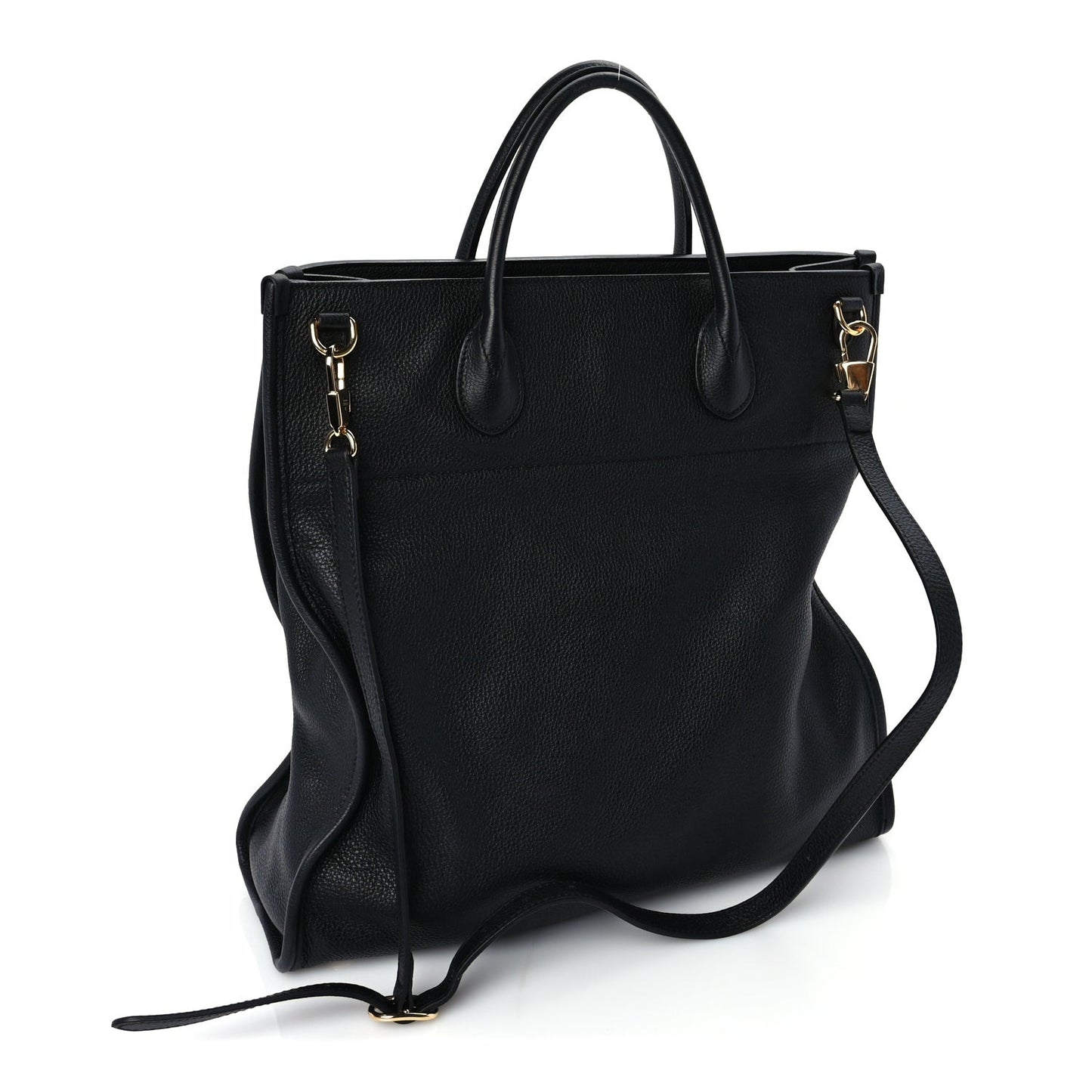 Pebbled Calfskin Large Logo Tote Black