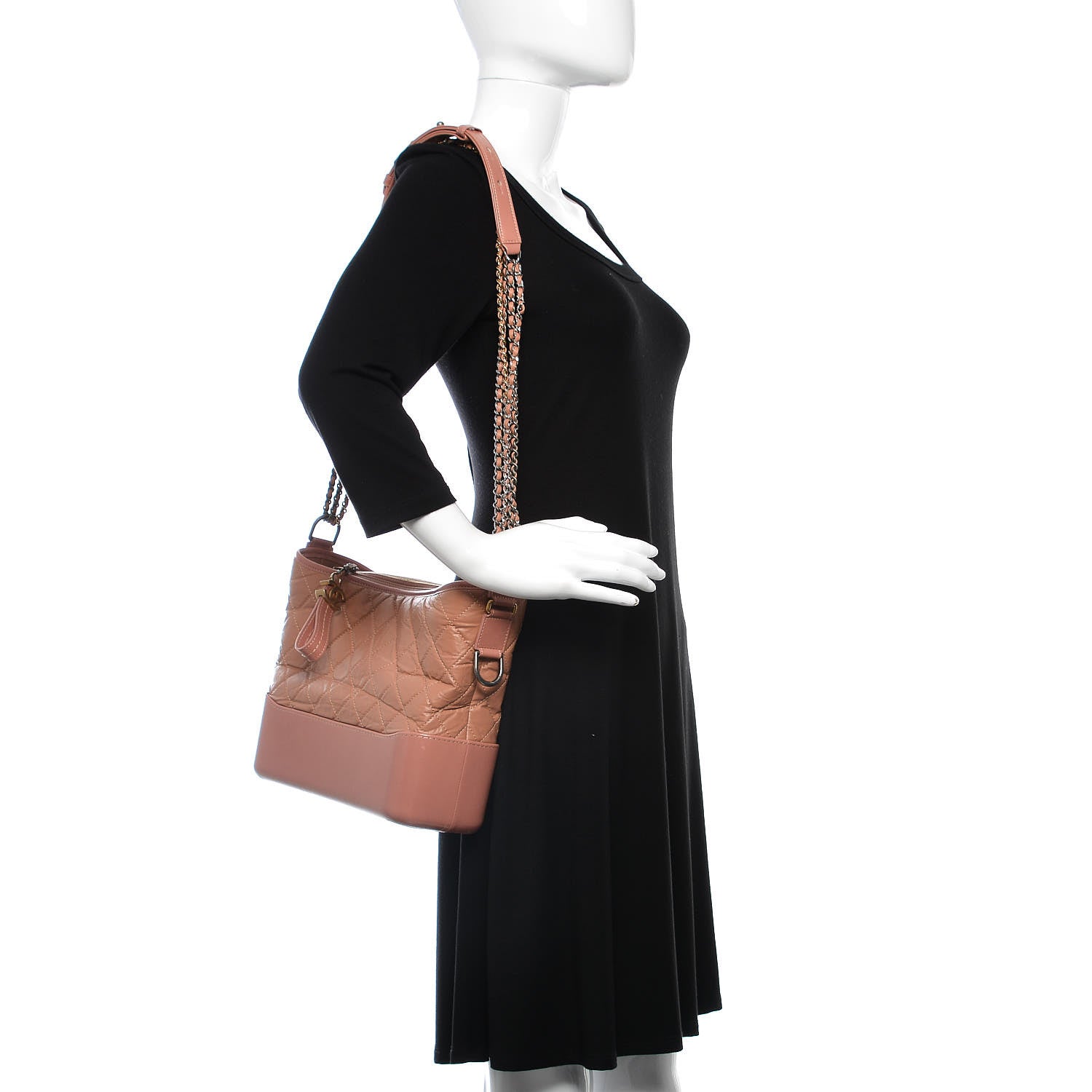 Chanel Aged Calfskin Quilted Medium Gabrielle Hobo Pink 2 of 13