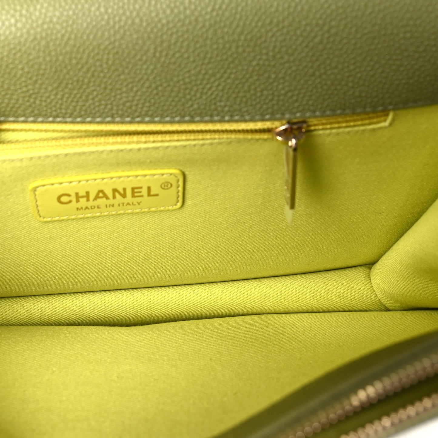 Grained Calfskin Quilted Cuba Flap Khaki