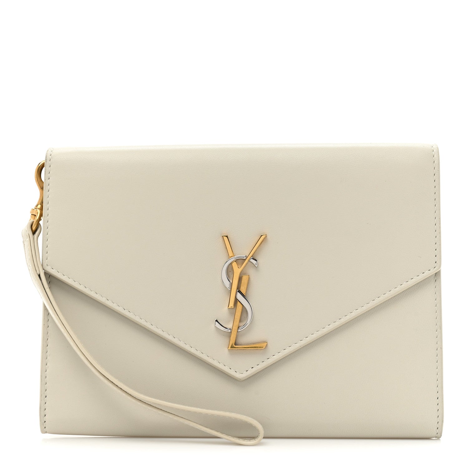 Saint Laurent Nappa Monogram Cassandre Flap Pouch Crema Soft 1 of 15