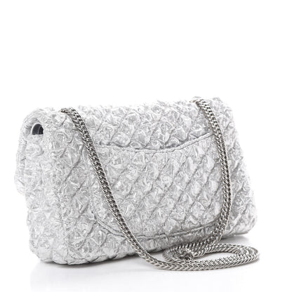 Chanel Metallic Lame Quilted Small Double Flap Silver 2 of 12