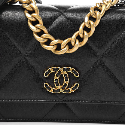 Chanel Goatskin Quilted 19 Wallet On Chain WOC Black 14 of 15