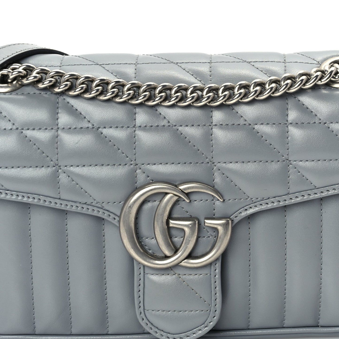 Calfskin Matelasse Aria Small GG Marmont Shoulder Bag  Deep Grey