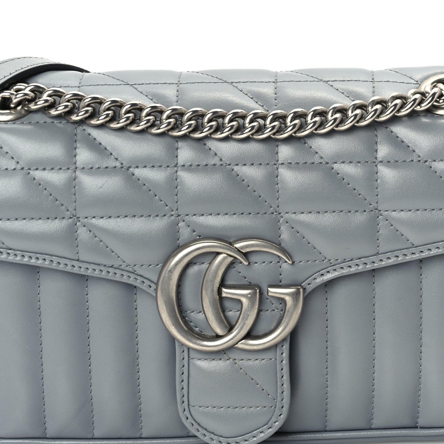 Gucci Calfskin Matelasse Aria Small GG Marmont Shoulder Bag  Deep Grey 6 of 8