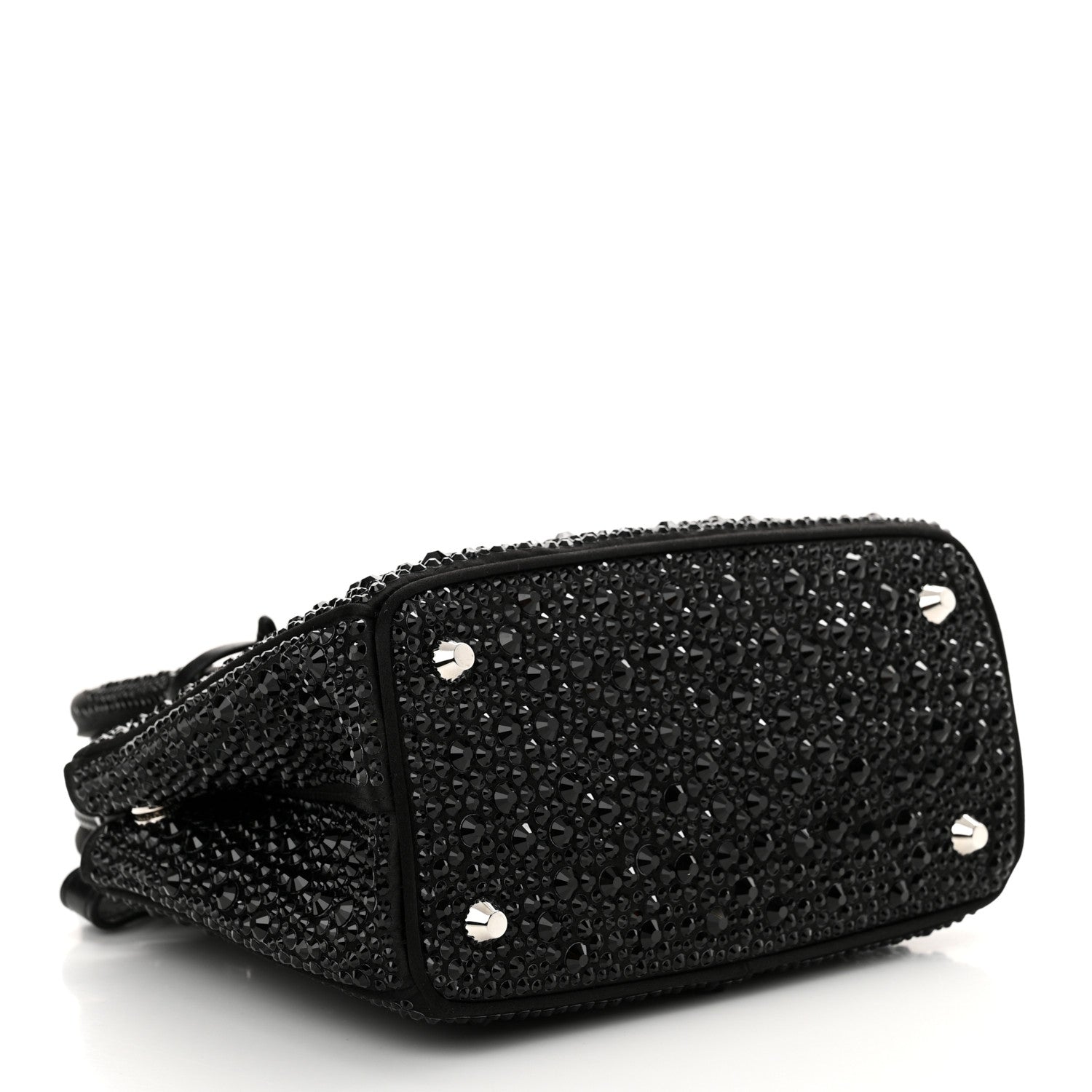 Prada Satin Crystal Mini Galleria Double Zip Tote Black 4 of 10