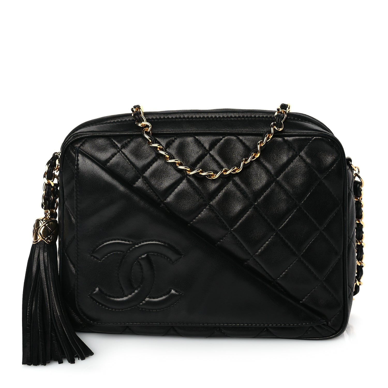 Chanel Lambskin Quilted CC Tassel Flap Camera Case Black 1 of 9