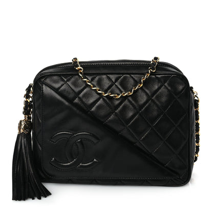 Chanel Lambskin Quilted CC Tassel Flap Camera Case Black 1 of 9