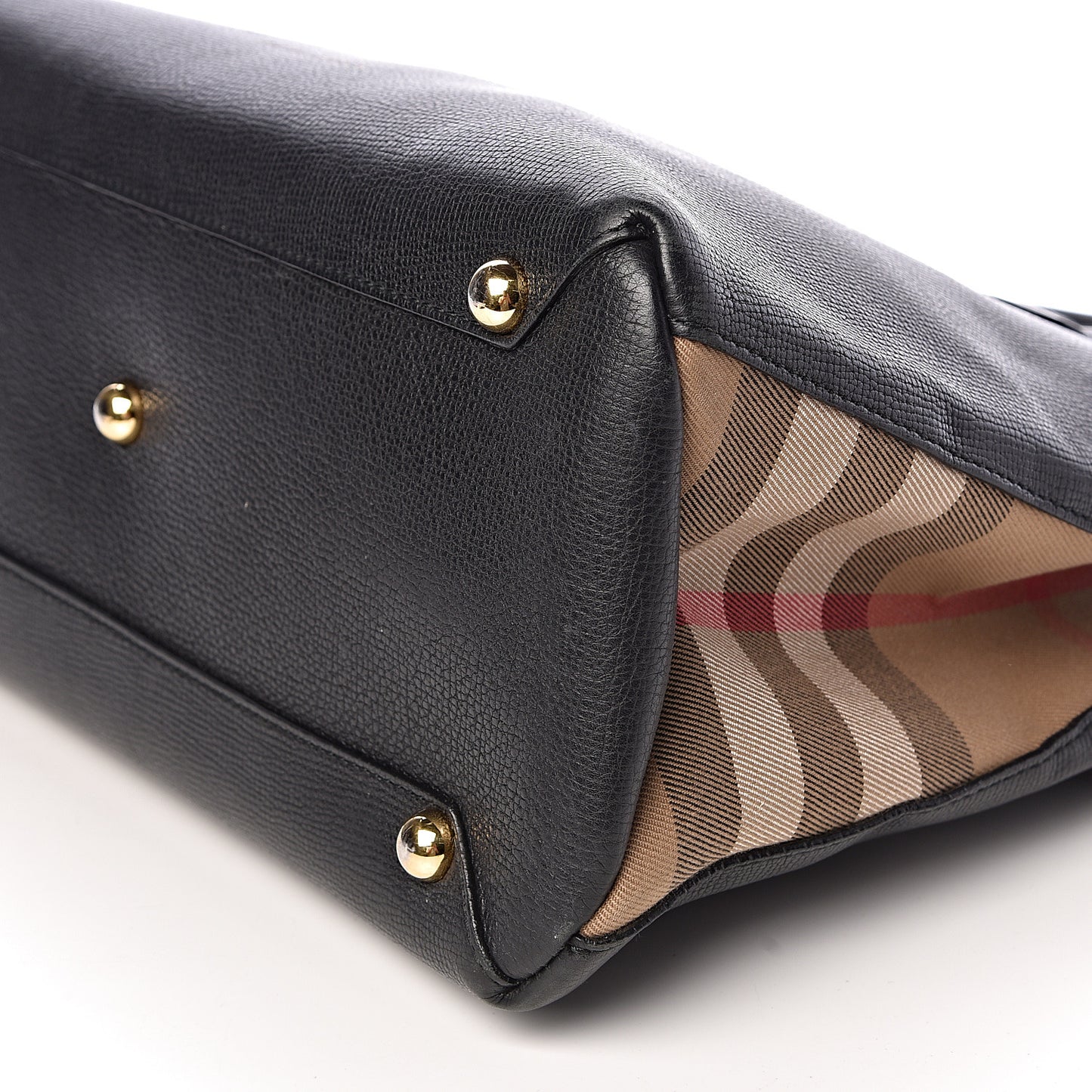 Grainy Calfskin House Check Medium Banner Tote Black
