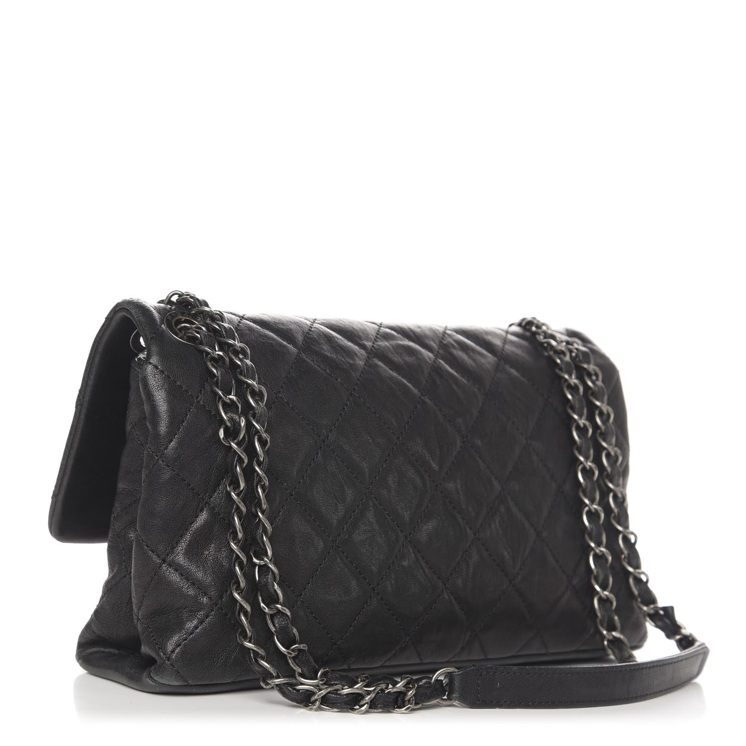 Chanel Crumpled Lambskin Quilted Medium Single Flap Black 4 of 13