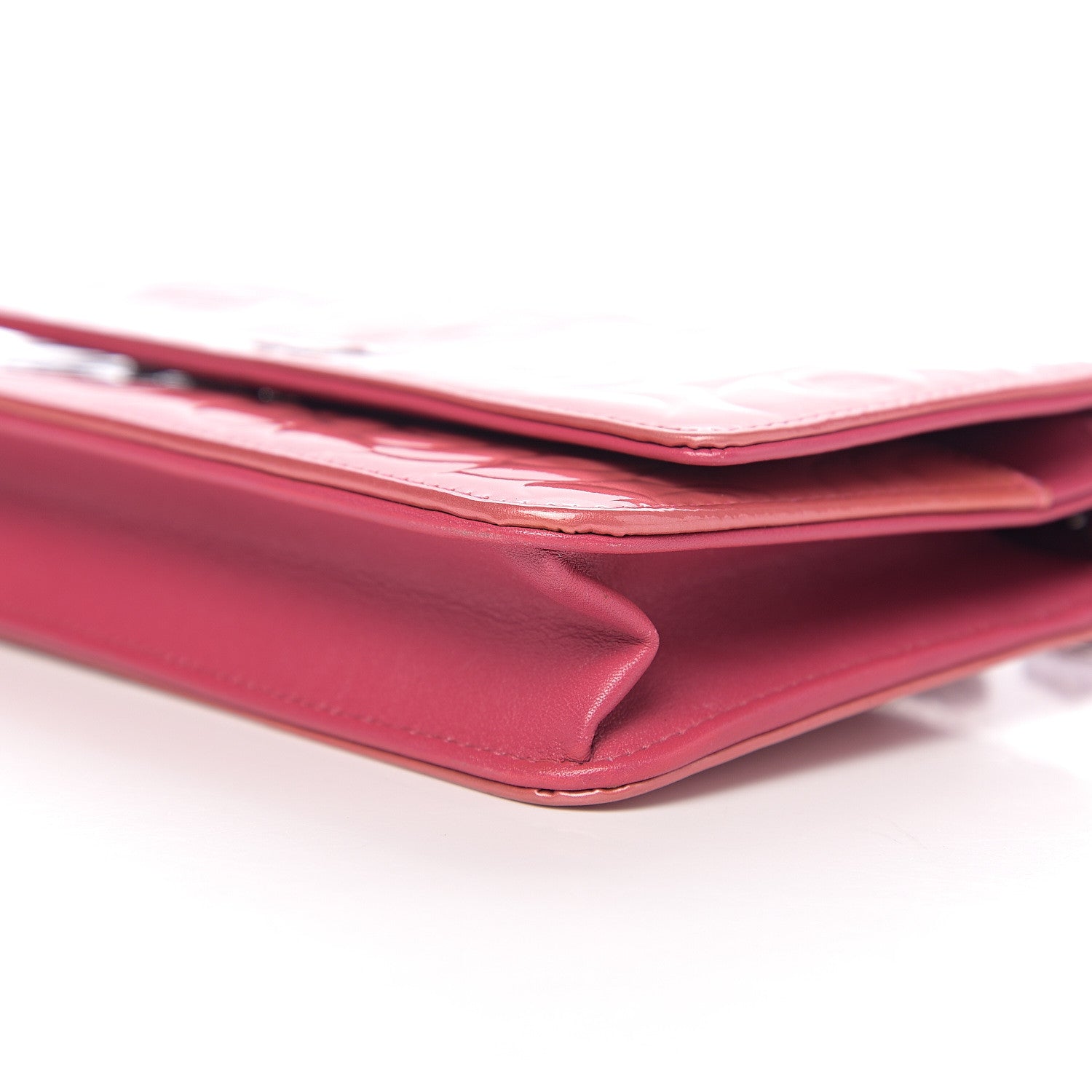 Chanel Patent Camellia Embossed Wallet on Chain WOC Rose 9 of 10