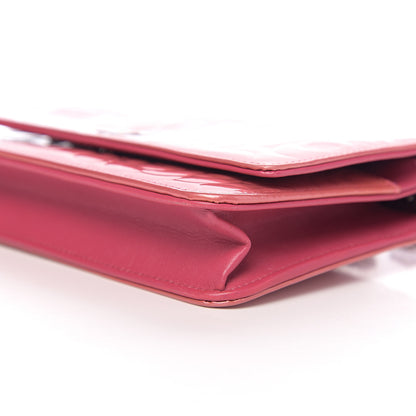 Chanel Patent Camellia Embossed Wallet on Chain WOC Rose 9 of 10