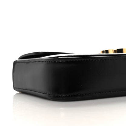 Celine Shiny Calfskin Triomphe Chain Shoulder Bag Black 8 of 10
