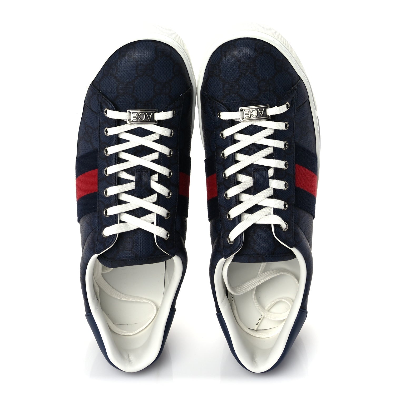 Gucci GG Supreme Monogram Web Mens New Ace Sneakers 8  Dark Blue 5 of 8