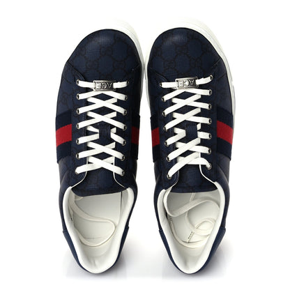 Gucci GG Supreme Monogram Web Mens New Ace Sneakers 8  Dark Blue 5 of 8