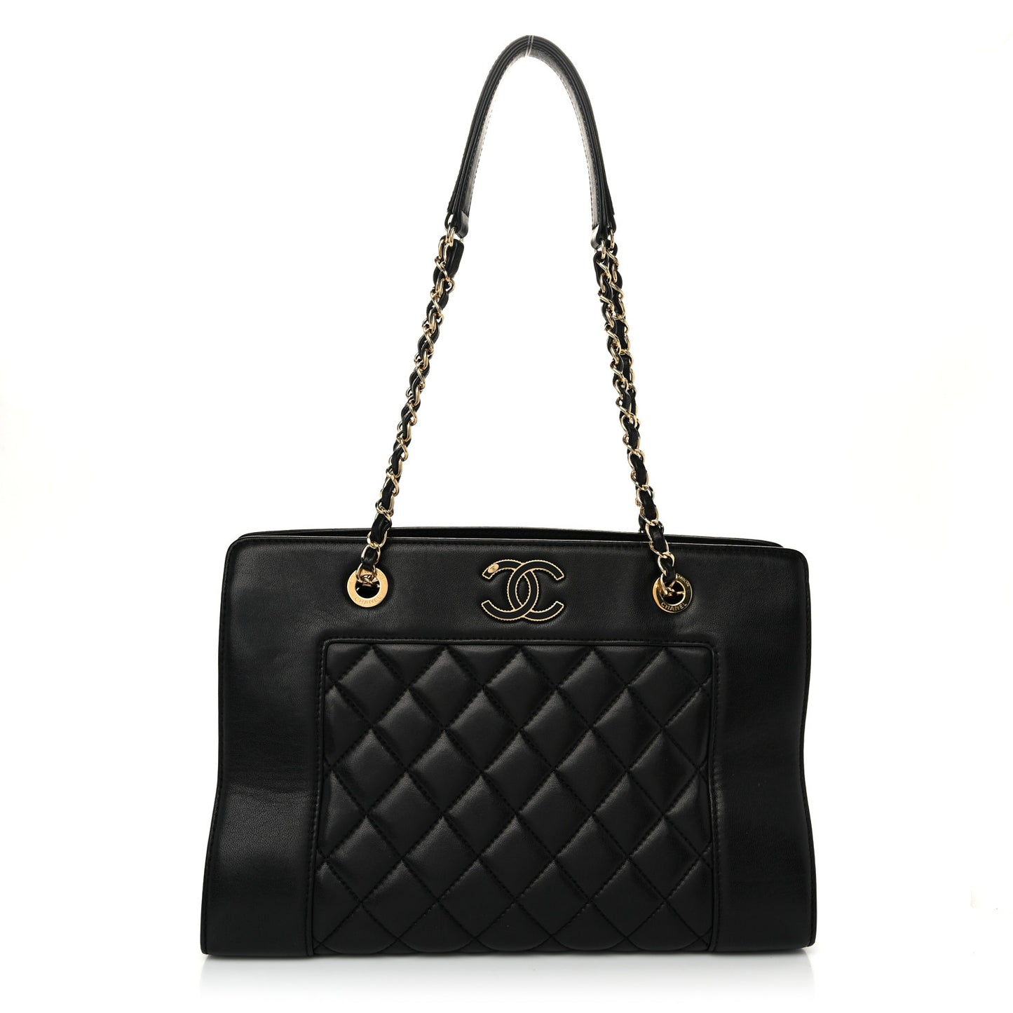 Sheepskin Quilted Mademoiselle Vintage Shopping Tote Black