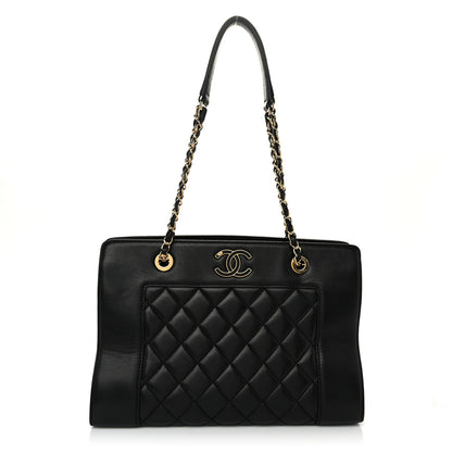 Chanel Sheepskin Quilted Mademoiselle Vintage Shopping Tote Black 1 of 11