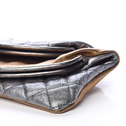 Chanel Metallic Goatskin Quilted Frame Clasp Flap Clutch Silver Gold 11 of 11